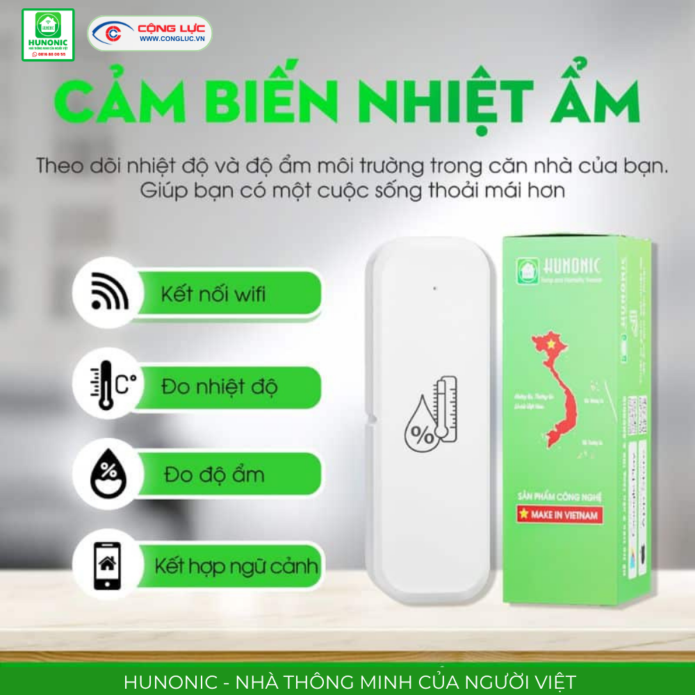 Cảm Biến Nhiệt Độ Và Độ Ẩm WiFi Hunonic